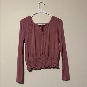 American Eagle Outfitters Dusty Rose Long Sleeve Top